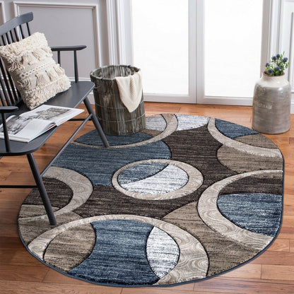 Orelsi Collection Abstract Geometric Circles Area Rug