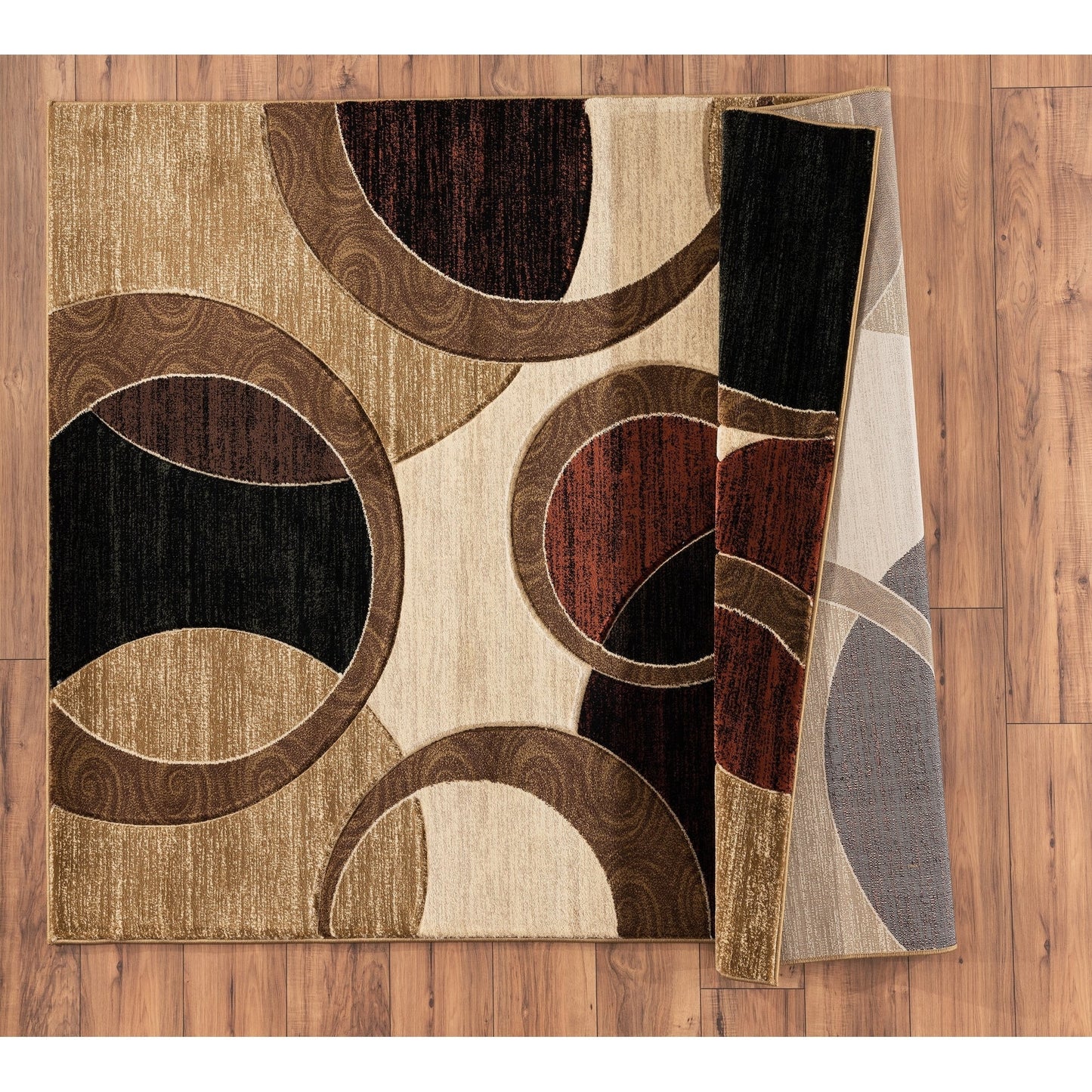 Orelsi Collection Abstract Geometric Circles Area Rug