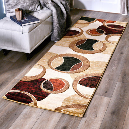 Orelsi Collection Abstract Geometric Circles Area Rug