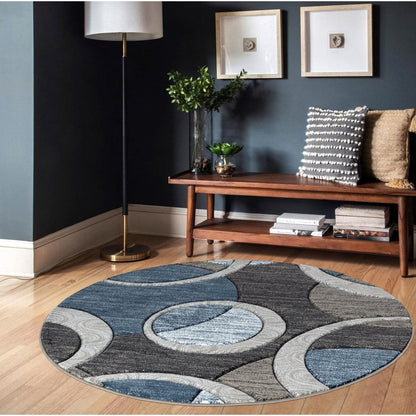 Orelsi Collection Abstract Geometric Circles Area Rug