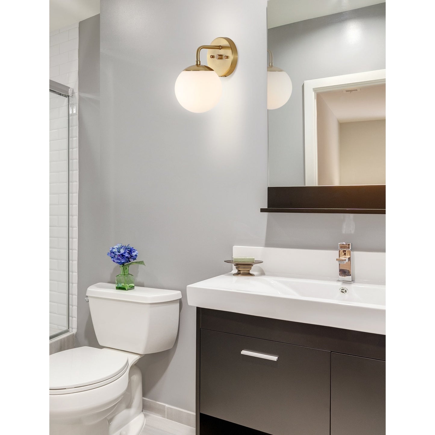 Globe Metal/Frosted Glass Modern LED Vanity, by JONATHAN Y