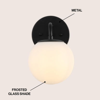 Globe Metal/Frosted Glass Modern LED Vanity, by JONATHAN Y