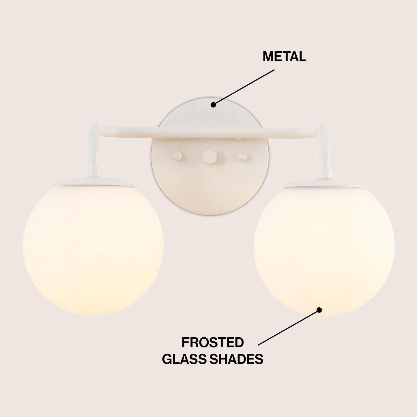 Globe Metal/Frosted Glass Modern LED Vanity, by JONATHAN Y