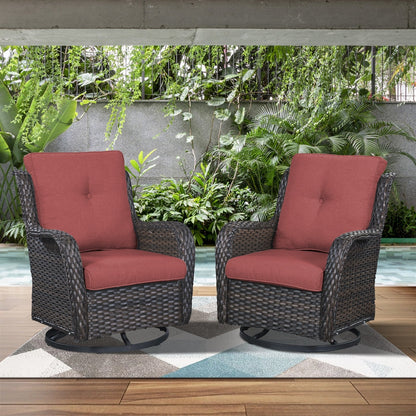 Gymojoy Outdoor Wicker Rocking Lounge Chairs with Swivel Base (Set of 2)