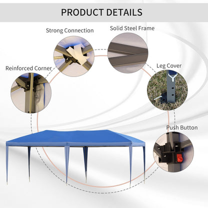Outsunny Heavy Duty Pop Up Canopy with Sturdy Frame, UV Fighting Roof, Carry Bag for Patio, Backyard, Beach, Garden