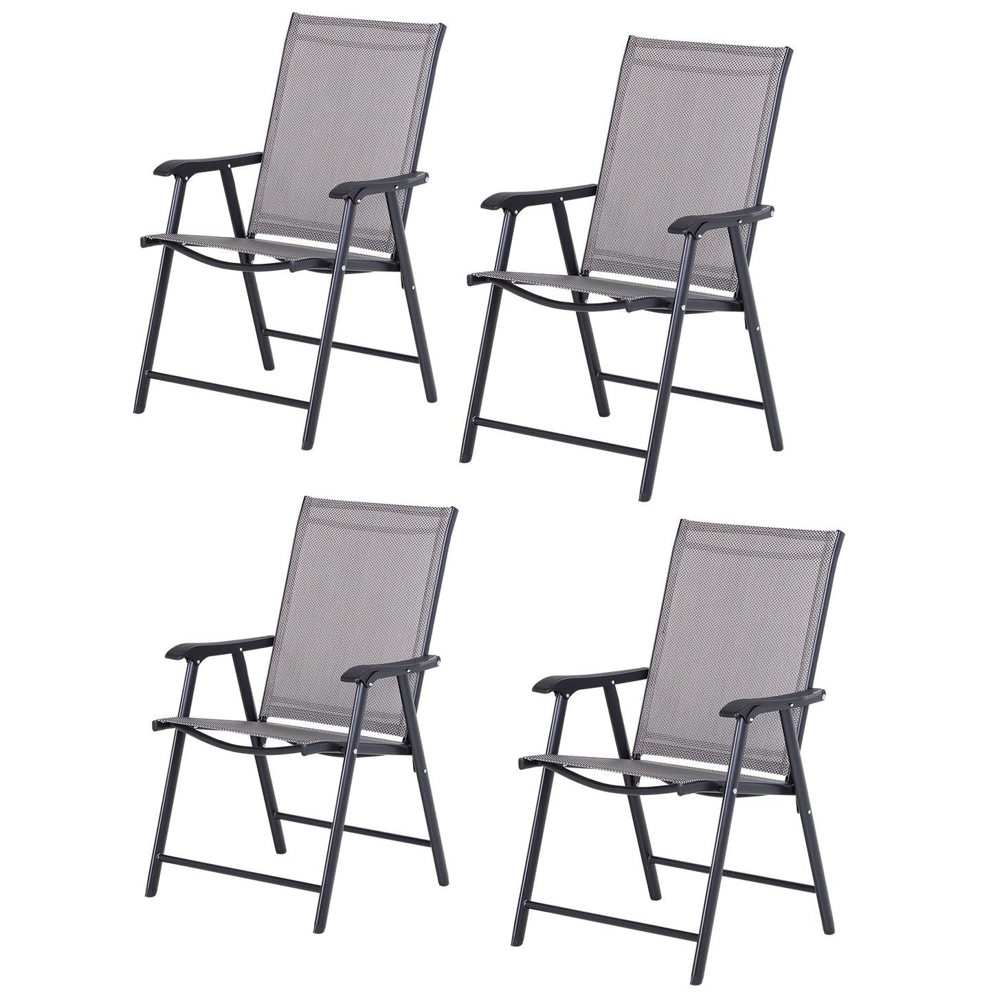 Outsunny 4-piece Folding Patio Chair Set with a Simple & Chic Design, Comfortable for the Deck, Garden, Yard & Travel
