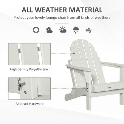 Outsunny Folding Adirondack Chair, HDPE Outdoor All Weather Plastic Lounge Beach Chairs for Patio Deck and Lawn Furniture
