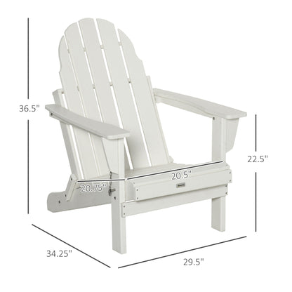 Outsunny Folding Adirondack Chair, HDPE Outdoor All Weather Plastic Lounge Beach Chairs for Patio Deck and Lawn Furniture