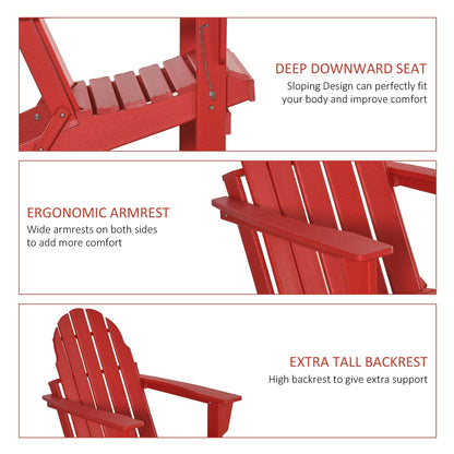 Outsunny Folding Adirondack Chair, HDPE Outdoor All Weather Plastic Lounge Beach Chairs for Patio Deck and Lawn Furniture