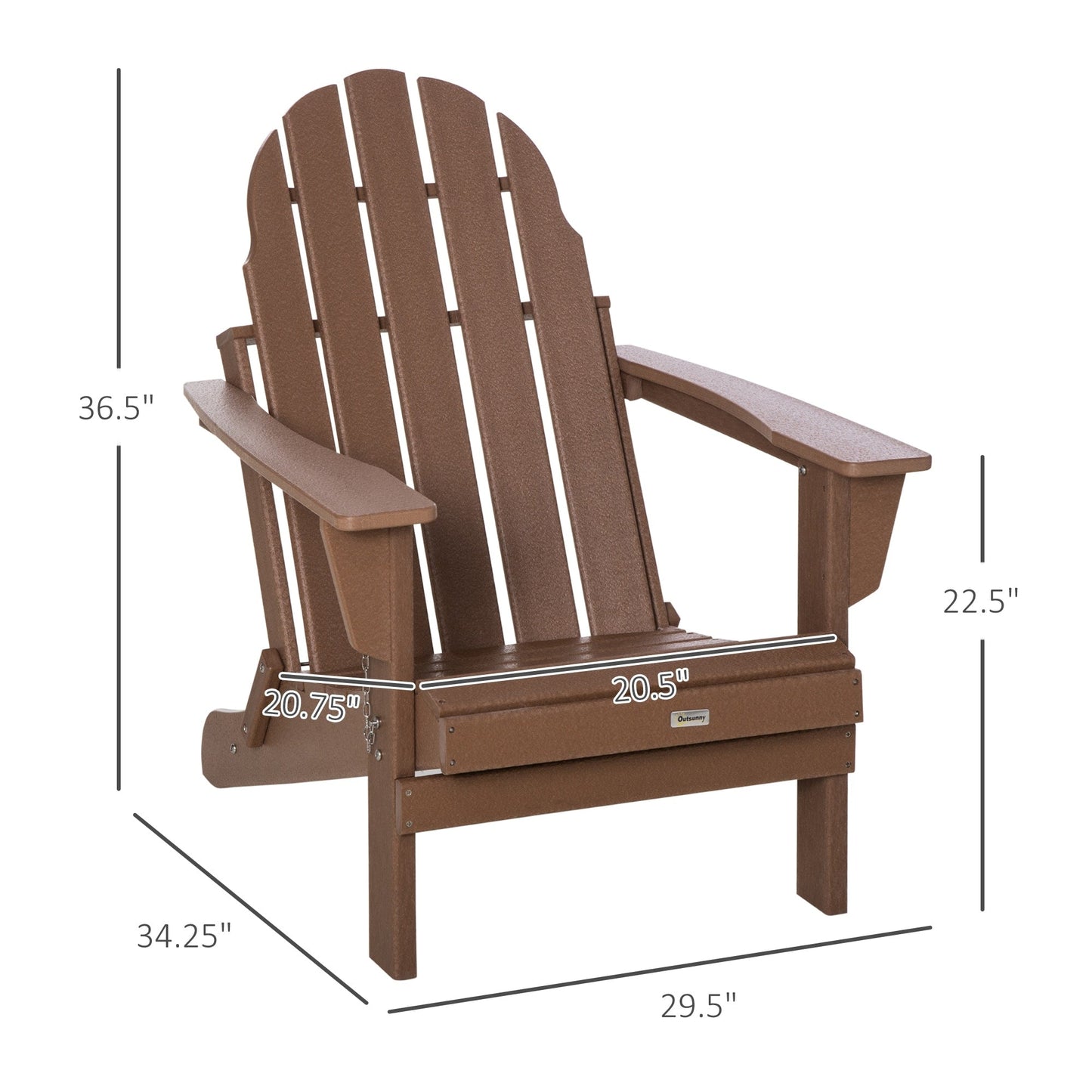 Outsunny Folding Adirondack Chair, HDPE Outdoor All Weather Plastic Lounge Beach Chairs for Patio Deck and Lawn Furniture