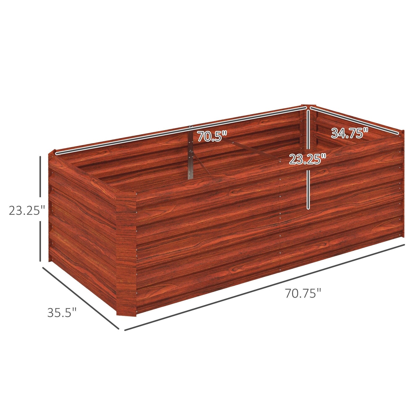 Outsunny Raised Garden Bed, 71 x 36 x 23 Galvanized Steel Planters for Outdoor Plants with Reinforced Rods