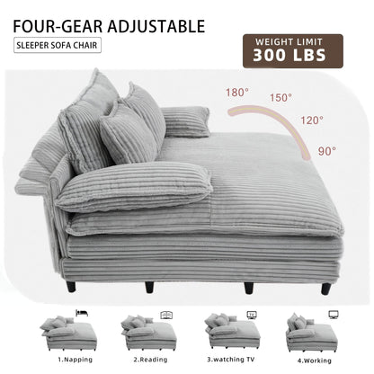 Oversized Chaise Lounge Fluffy Corduroy Sofa Bed Adjustable