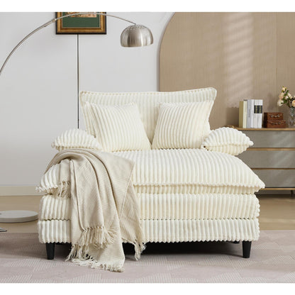 Oversized Chaise Lounge Fluffy Corduroy Sofa Bed Adjustable