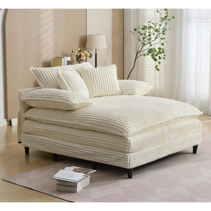 Oversized Chaise Lounge Fluffy Corduroy Sofa Bed Adjustable