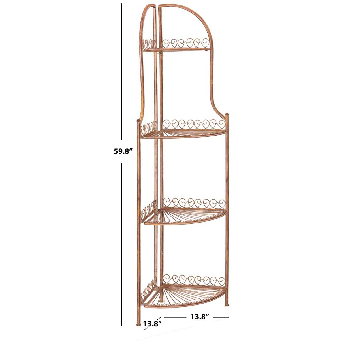 Abarrane Wrought Iron 4 Tier Outdoor Corner Shelf | Safavieh - PAT5013