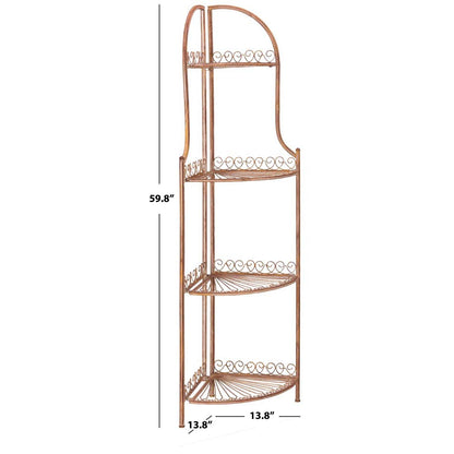 Abarrane Wrought Iron 4 Tier Outdoor Corner Shelf | Safavieh - PAT5013