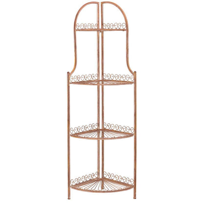 Abarrane Wrought Iron 4 Tier Outdoor Corner Shelf | Safavieh - PAT5013