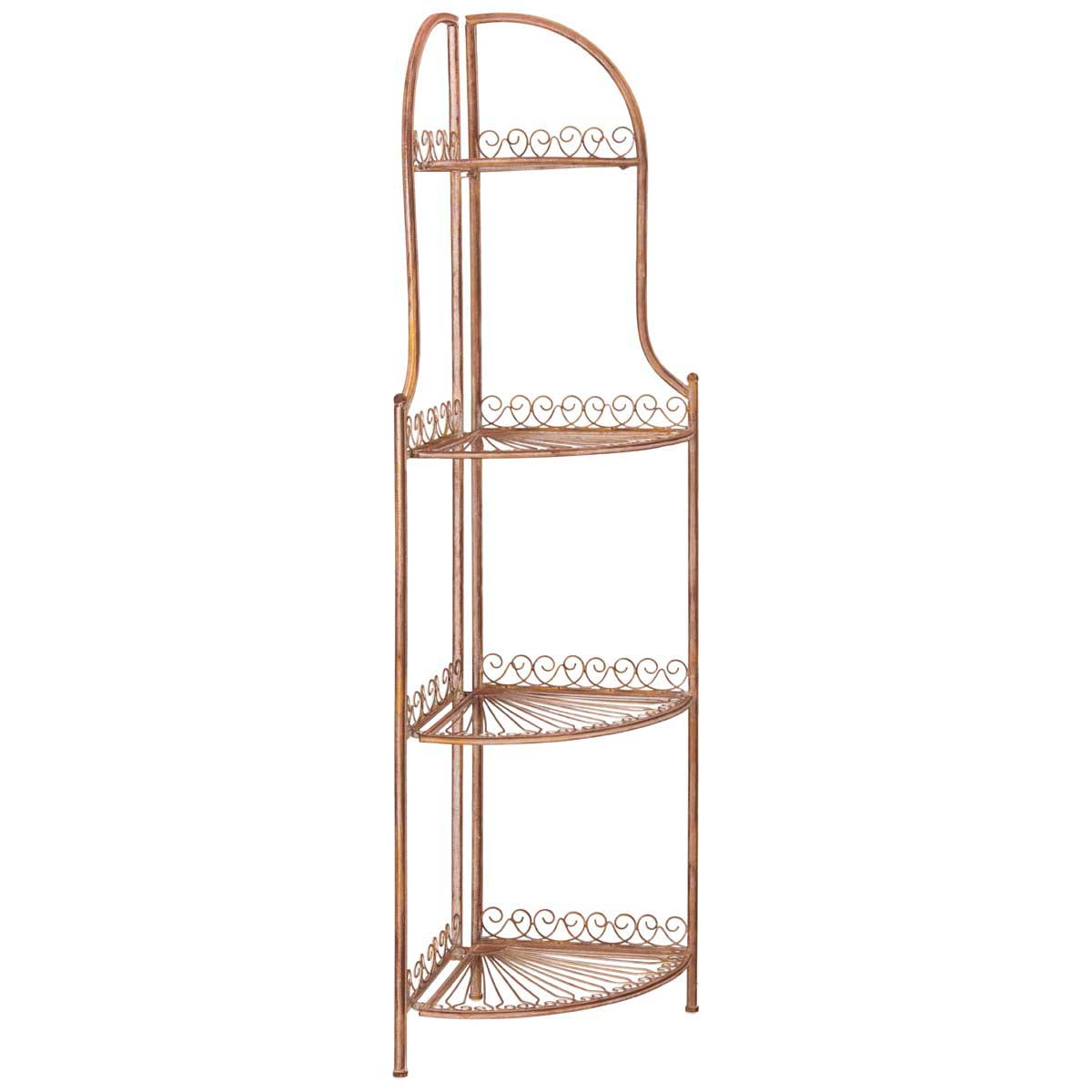 Abarrane Wrought Iron 4 Tier Outdoor Corner Shelf | Safavieh - PAT5013