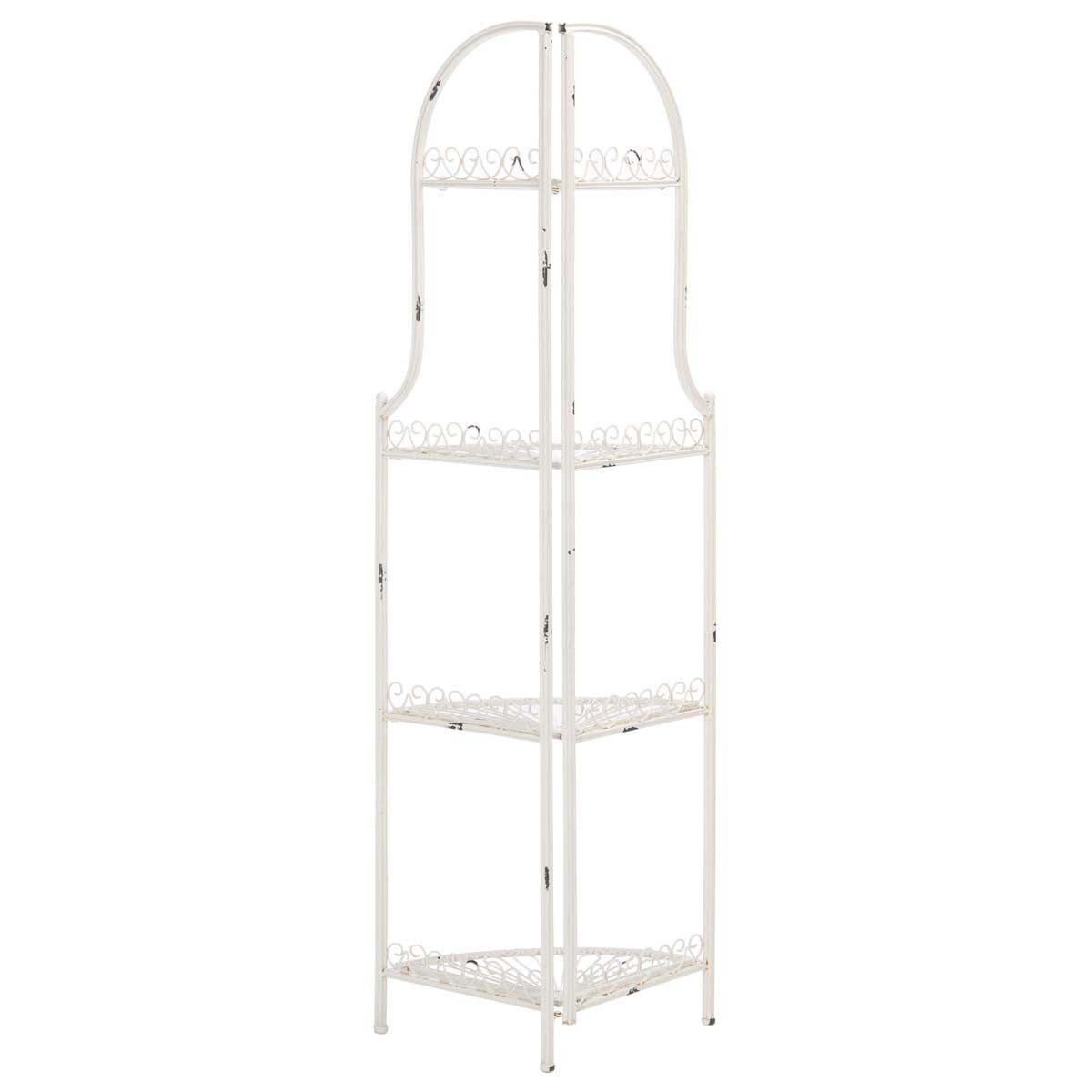Abarrane Wrought Iron 4 Tier Outdoor Corner Shelf | Safavieh - PAT5013