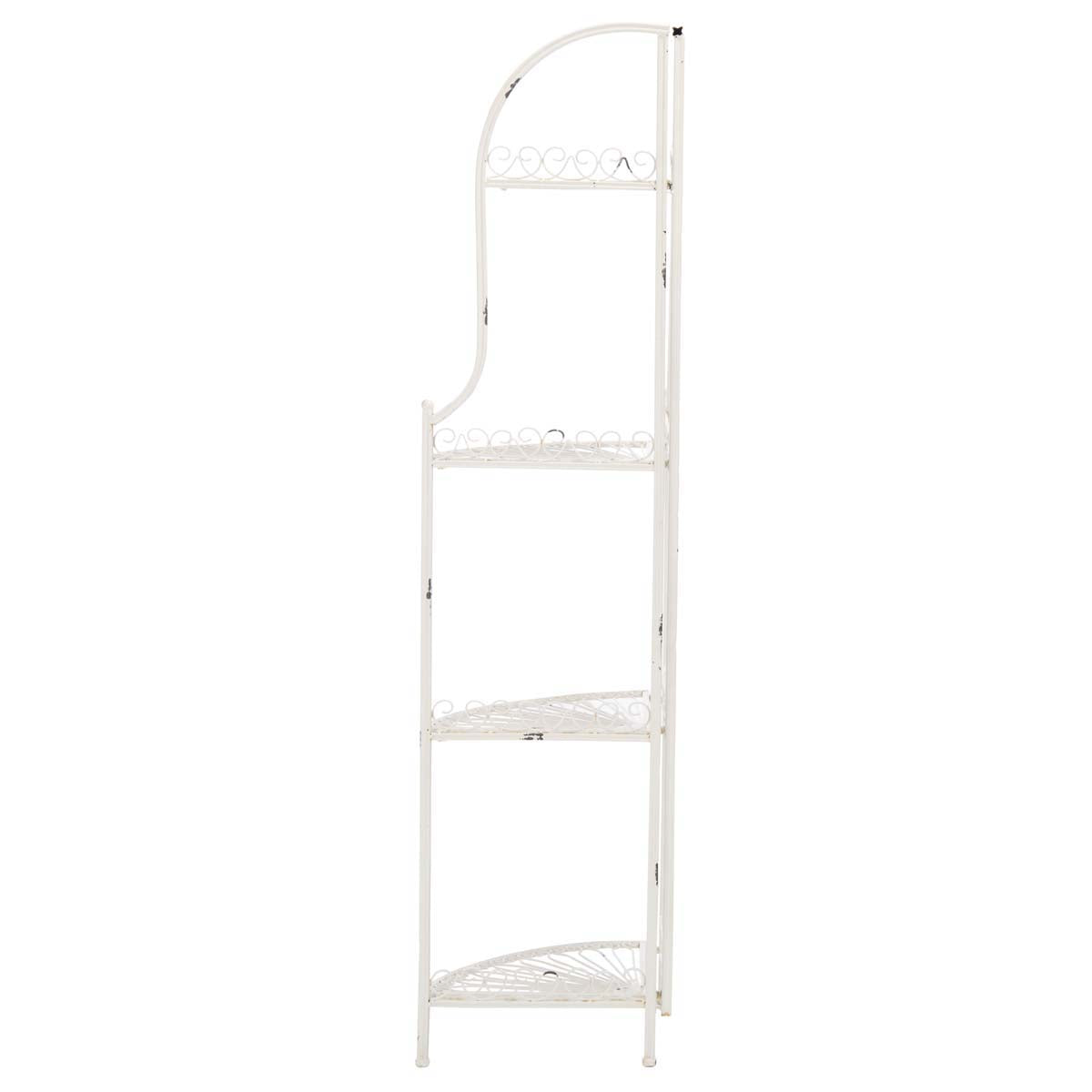 Abarrane Wrought Iron 4 Tier Outdoor Corner Shelf | Safavieh - PAT5013