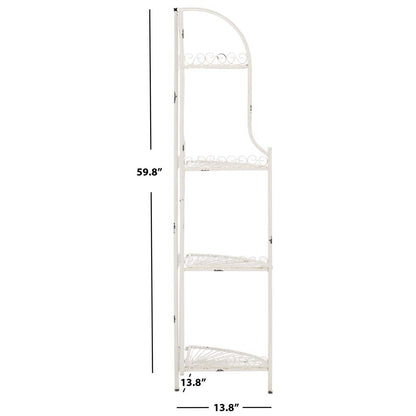 Abarrane Wrought Iron 4 Tier Outdoor Corner Shelf | Safavieh - PAT5013