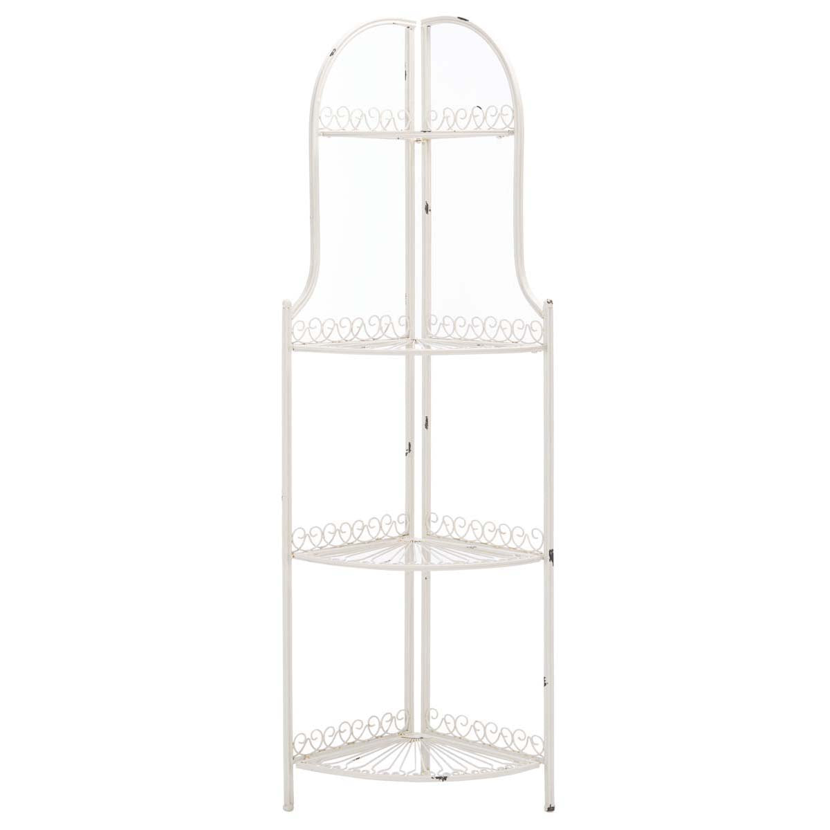 Abarrane Wrought Iron 4 Tier Outdoor Corner Shelf | Safavieh - PAT5013