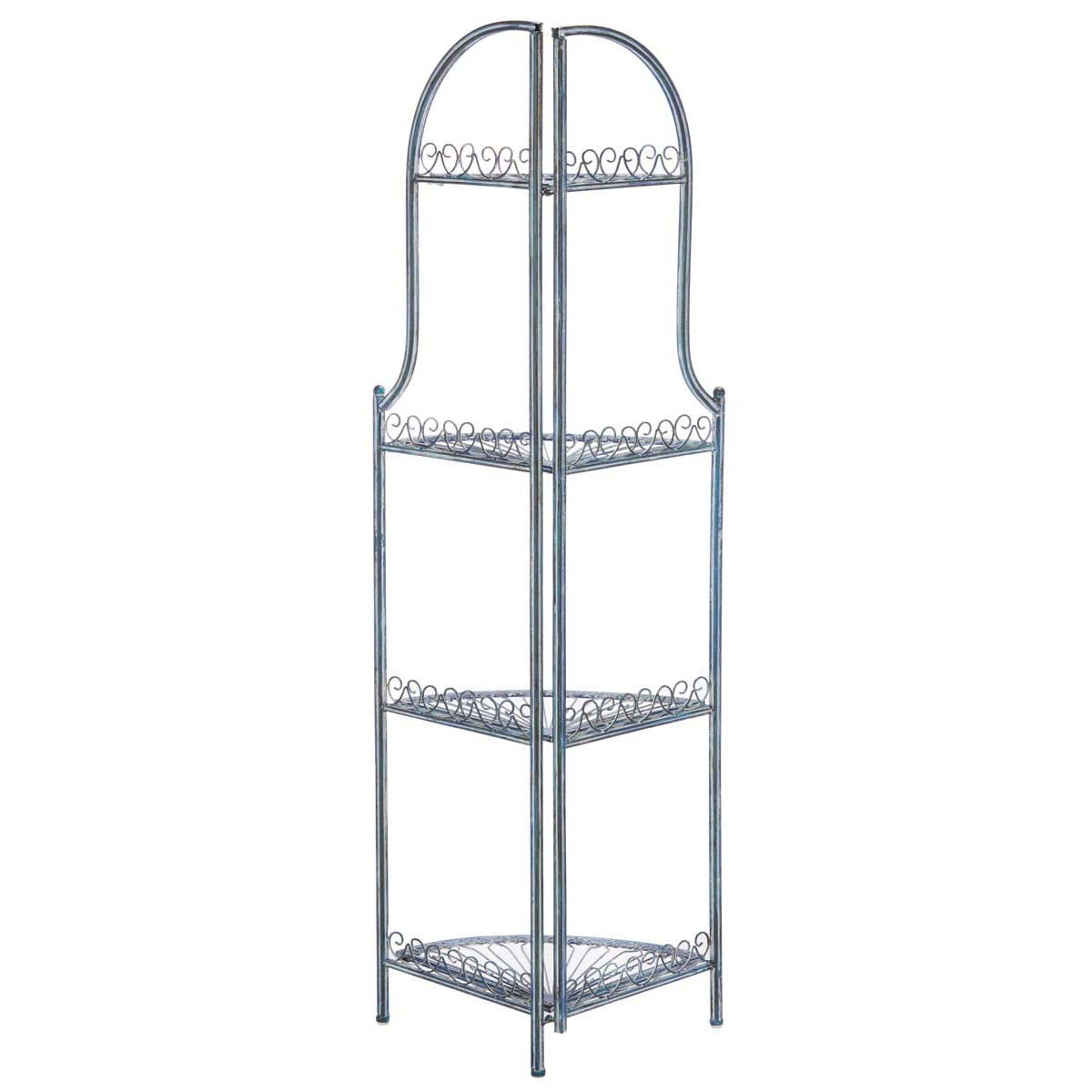 Abarrane Wrought Iron 4 Tier Outdoor Corner Shelf | Safavieh - PAT5013