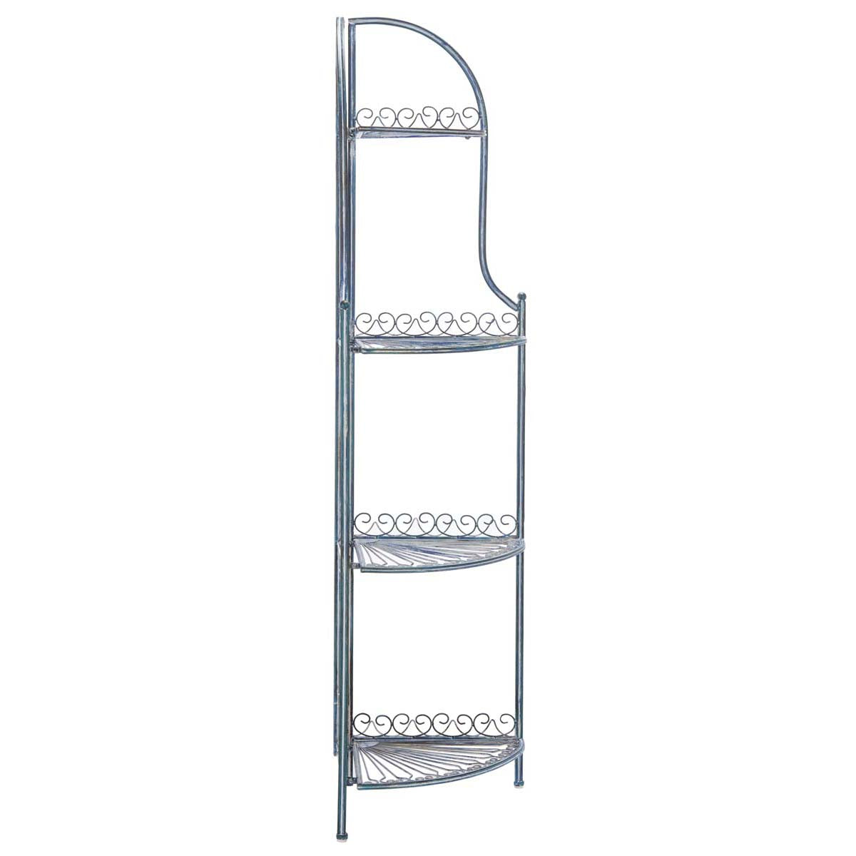 Abarrane Wrought Iron 4 Tier Outdoor Corner Shelf | Safavieh - PAT5013