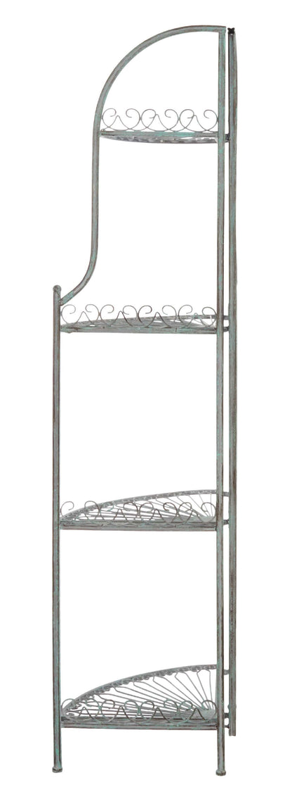 Abarrane Wrought Iron 4 Tier Outdoor Corner Shelf | Safavieh - PAT5013