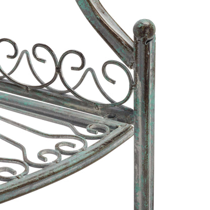 Abarrane Wrought Iron 4 Tier Outdoor Corner Shelf | Safavieh - PAT5013