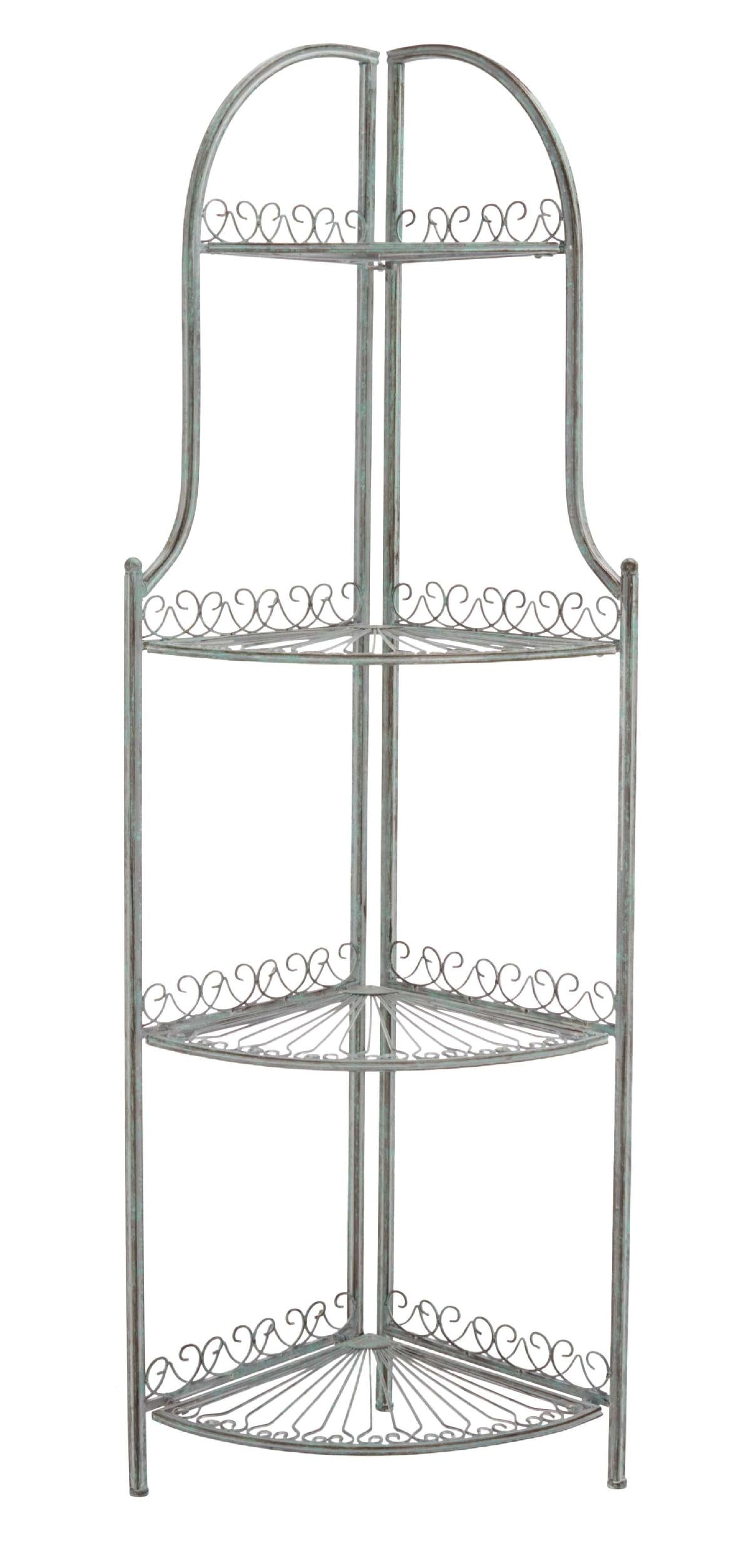 Abarrane Wrought Iron 4 Tier Outdoor Corner Shelf | Safavieh - PAT5013