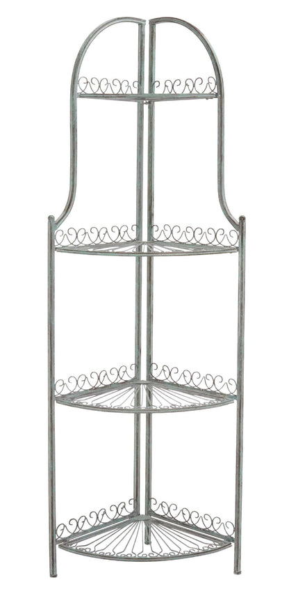 Abarrane Wrought Iron 4 Tier Outdoor Corner Shelf | Safavieh - PAT5013