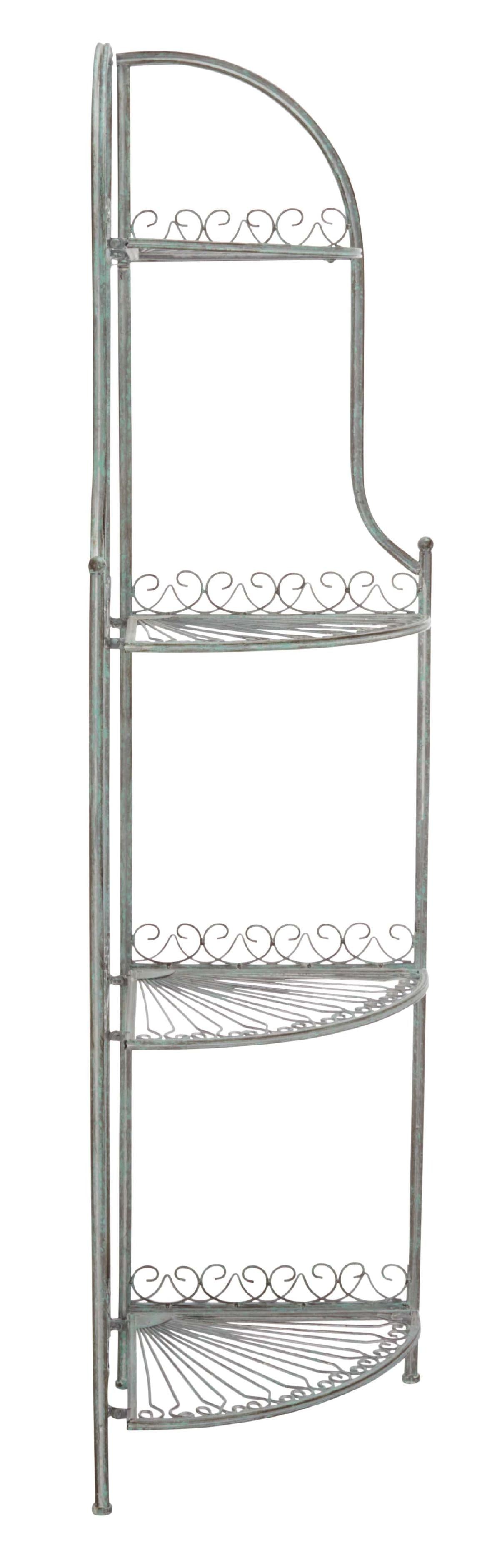 Abarrane Wrought Iron 4 Tier Outdoor Corner Shelf | Safavieh - PAT5013