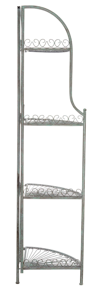 Abarrane Wrought Iron 4 Tier Outdoor Corner Shelf | Safavieh - PAT5013