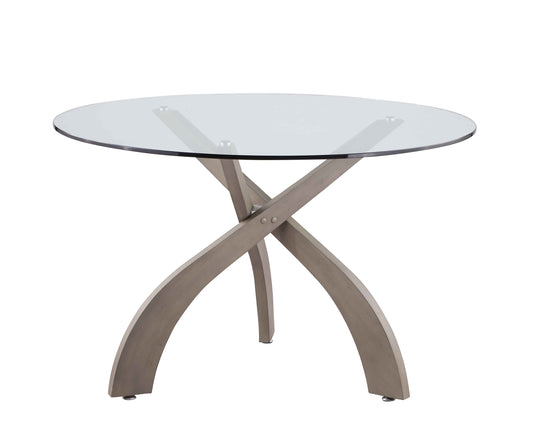 48 Round Clear Tempered Glass Top 1 Bevel Top | Modern Motion - PEGGY-DT-T-48