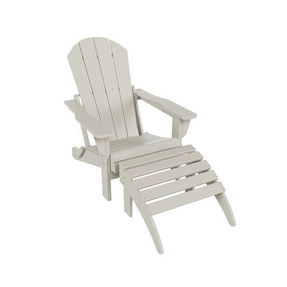 Polytrends Laguna Hdpe All Weather Outdoor Patio Foldable Adirondack Chair With Ottoman (2-Piece Set)