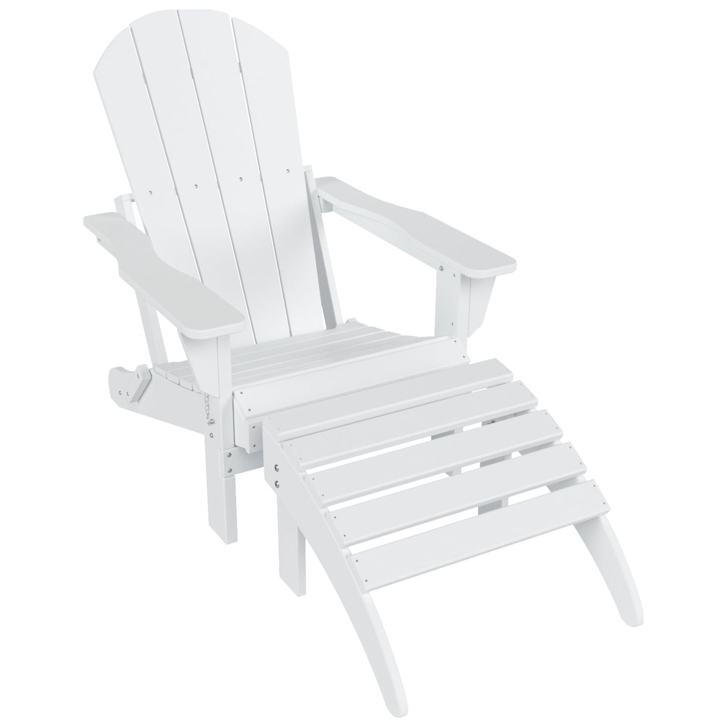 Polytrends Laguna Hdpe All Weather Outdoor Patio Foldable Adirondack Chair With Ottoman (2-Piece Set)