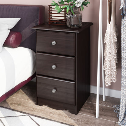 Palace Imports 100% Solid Wood 3-Drawer Nightstand with Metal or Wooden Knobs