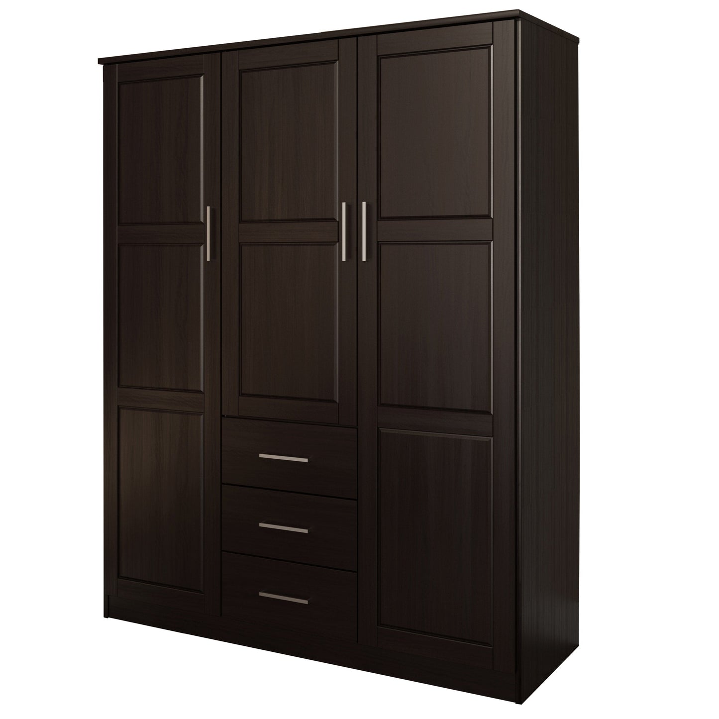 Palace Imports 100% Solid Wood Cosmo 3-Door Wardrobe Armoire with Solid Wood or Mirrored Doors