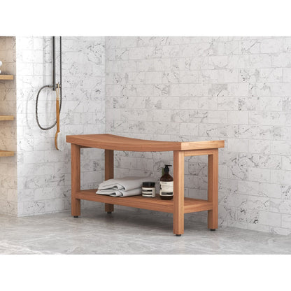 Patented Sumba Teak Shower Bench with Shelf