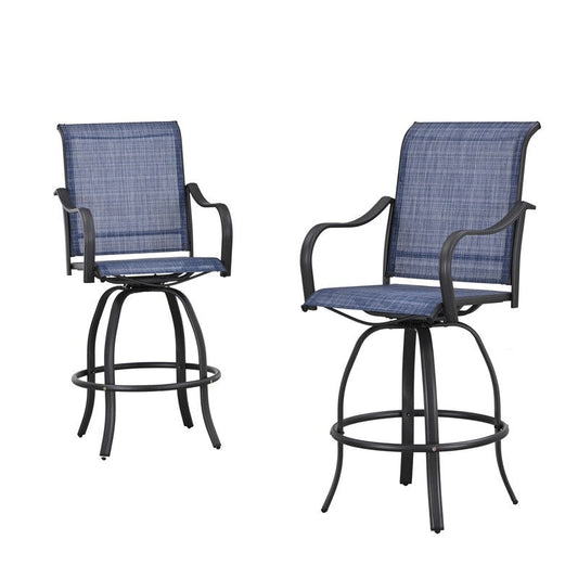Patio Festival Outdoor Metal High Back Swivel Bar Chair (2-Pack)