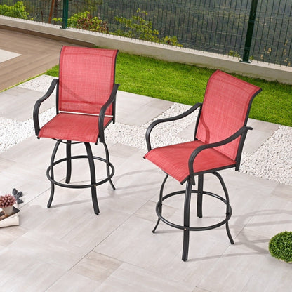 Patio Festival Outdoor Metal High Back Swivel Bar Chair (2-Pack)