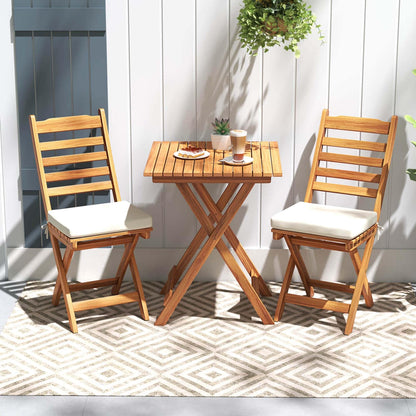 Patiojoy 3-Piece Folding Bistro Set with Removable Seat Cushions - See Details