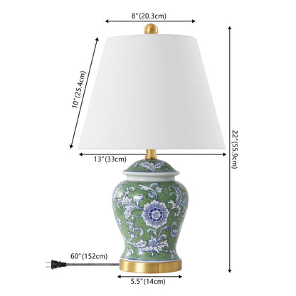 Penelope 22 Chinoiserie LED Table Lamp, Blue/White by JONATHAN Y