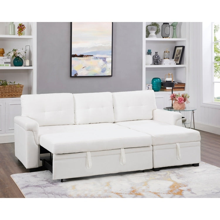 Reversible Sectional Sofa with Pull-Out Sleeper Bed, Hidden Storage Chaise, Durable Legs,