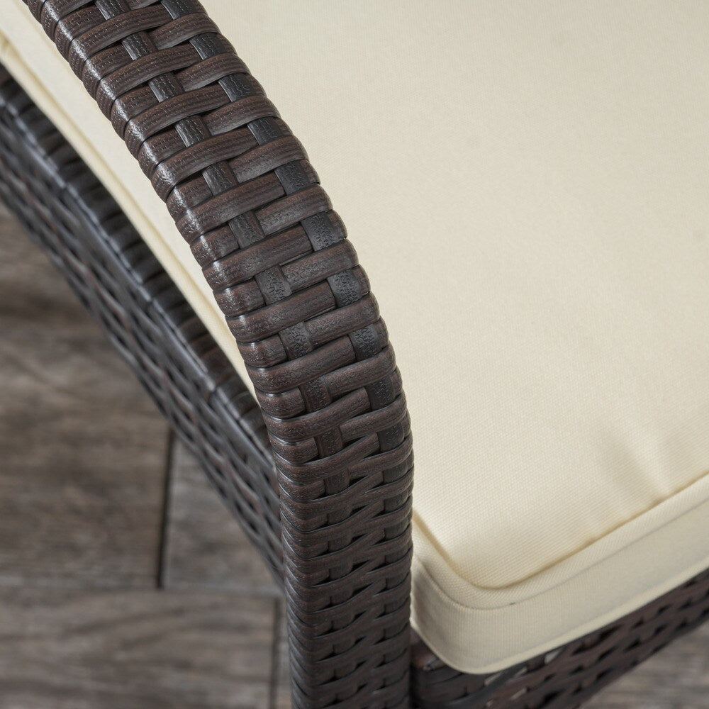 Peterson Outdoor 3-piece Wicker Bistro Set with Cushions by Christopher Knight Home