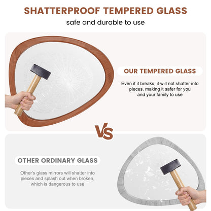 Pine Frame Cobblestone Shaped Asymmetrical Wall Mirror