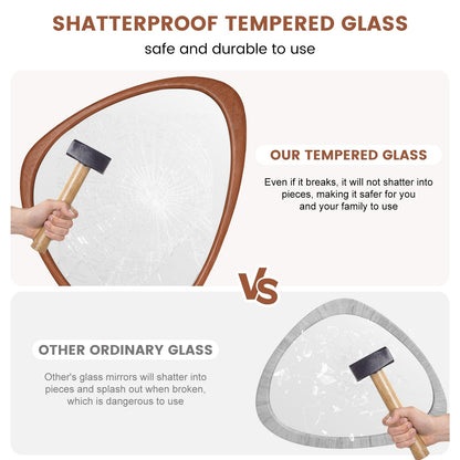 Pine Frame Cobblestone Shaped Asymmetrical Wall Mirror