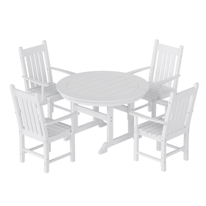 Polytrends Laguna Hdpe All Weather Outdoor Patio Dining Set with Round Table, Armchairs (5-Piece Set)