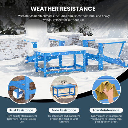 Polytrends Laguna Hdpe All Weather Outdoor Patio Rectangular Coffee Table